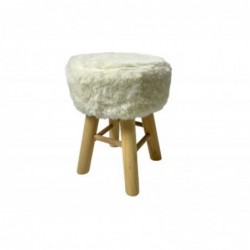 TABOURET FOURRURE BEIGE