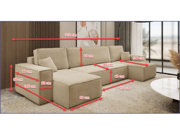 CANAPE PANORAMIQUE CONVERTIBLE ANNA