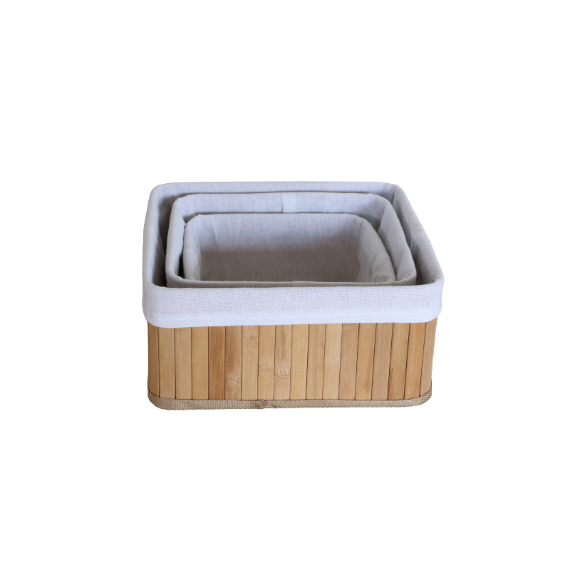 PANIER CARRE BAMBOU/COTON